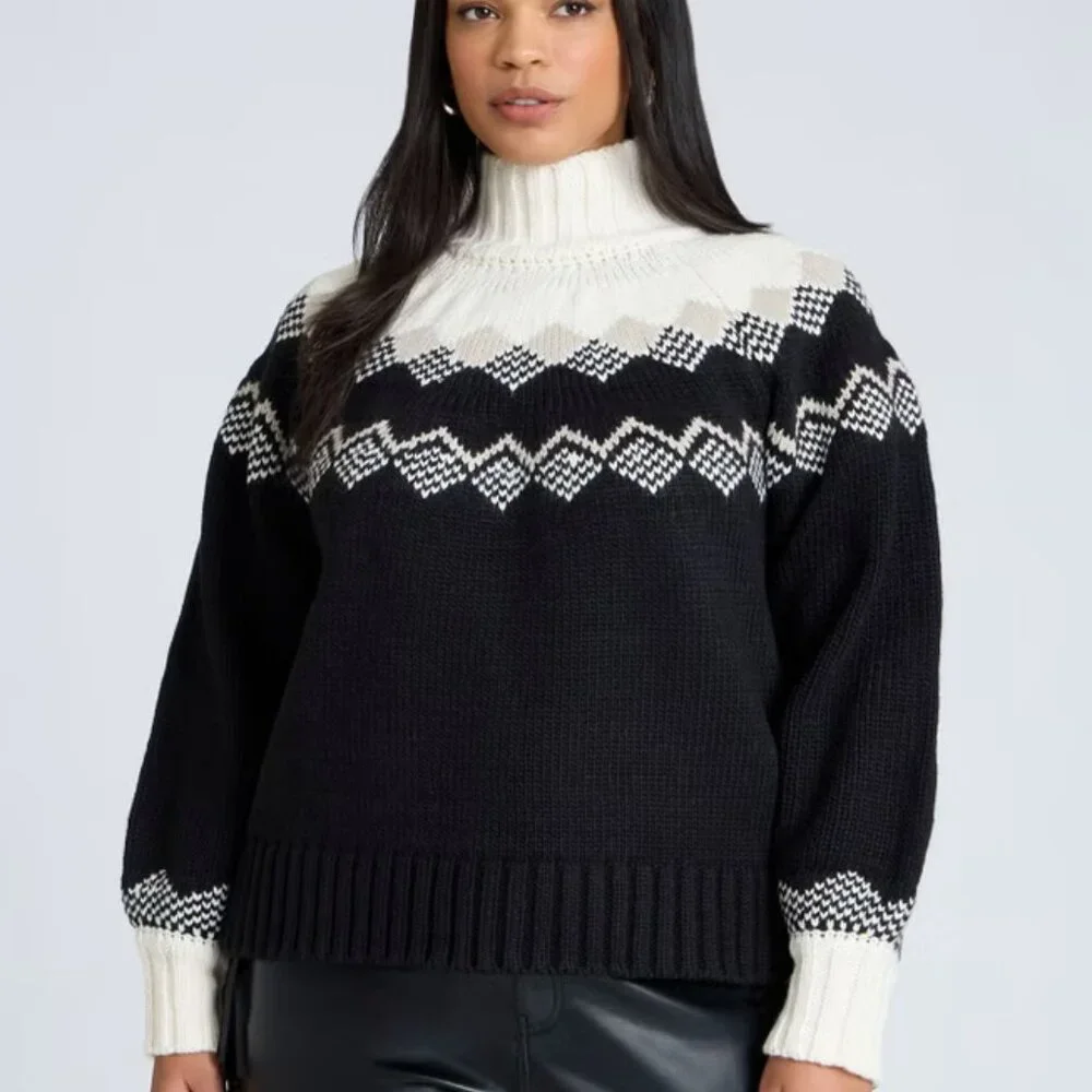 Eloquii Nordic Mockneck Sweater | Size 14/16 | NWT | Cozy Stretch Knit | Easy Fi